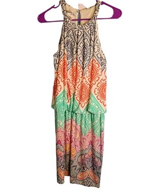 Maggy London Multicolor Halter Midi Dress